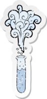 retro distressed sticker of a cartoon test tube png