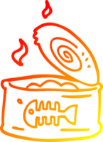 warm gradient line drawing of a cartoon tin of tuna png