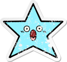 distressed sticker of a cute cartoon star fish png