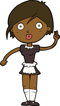 caricatura, camarera, elaboración, mano, gesto png