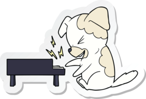 sticker of a cartoon dog rocking out on piano png