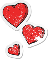 retro distressed sticker of a cartoon hearts png