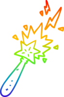 rainbow gradient line drawing of a cartoon magic wand png