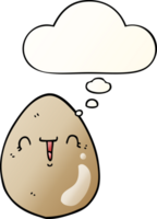 cartoon egg with thought bubble in smooth gradient style png