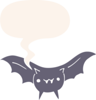 dibujos animados murciélago con habla burbuja en retro estilo png