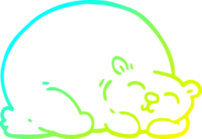 cold gradient line drawing of a cartoon happy polar bear sleeping png