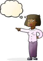 cartoon woman pointing with thought bubble png