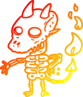 warm gradient line drawing of a spooky skeleton demon png