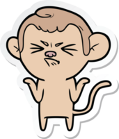 autocollant d'un singe agacé de dessin animé png