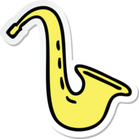 sticker of a cute cartoon musical saxophone png