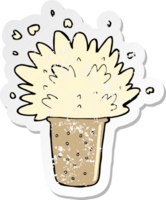 retro distressed sticker of a cartoon frothy beer png