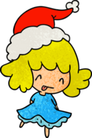 hand drawn christmas textured cartoon of kawaii girl png