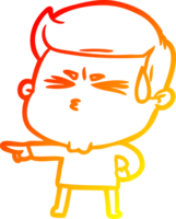 warm gradient line drawing of a cartoon man sweating png