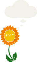 dibujos animados flor con pensamiento burbuja en retro estilo png