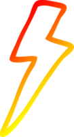 warm gradient line drawing of a cartoon lightning bolt png