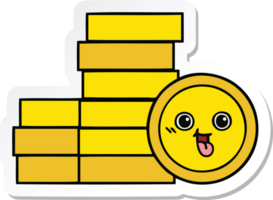 sticker of a cute cartoon coins png