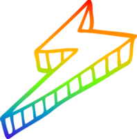 rainbow gradient line drawing of a cartoon decorative lightning bolt png