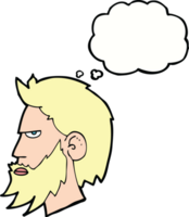 Cartoon-Mann mit Bart mit Gedankenblase png