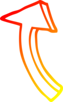 warm gradient line drawing of a cartoon pointing arrow png