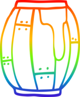 rainbow gradient line drawing of a cartoon beer barrel png