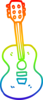 rainbow gradient line drawing of a cartoon old guitar png