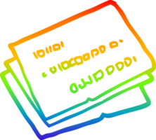 rainbow gradient line drawing of a old credit cards cartoon png