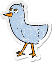 Retro beunruhigter Aufkleber eines Cartoonvogels png