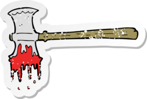 retro distressed sticker of a cartoon bloody axe png