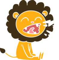 lion rugissant de dessin animé de style plat couleur png