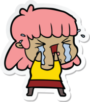 sticker of a cartoon woman in tears png