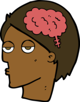 cabeça de desenho animado com símbolo do cérebro png