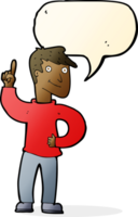 cartoon man with great idea with speech bubble png