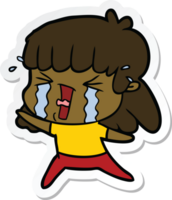 sticker of a cartoon woman in tears png