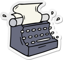 hand drawn sticker cartoon doodle of old school typewriter png