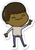 sticker of a cartoon happy boy png