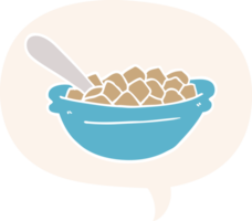 cartoon cereal bowl with speech bubble in retro style png