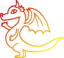 chaud pente ligne dessin de une mignonne dessin animé dragon png