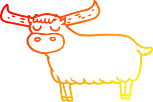 warm gradient line drawing of a cartoon bull png
