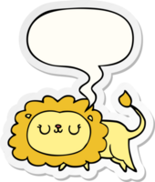 dessin animé Lion avec discours bulle autocollant png