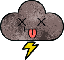 retro Grunge Textur Karikatur von ein Sturm Wolke png