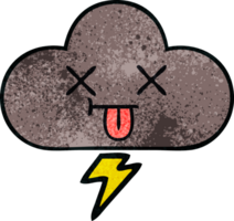 retro grunge texture cartoon of a storm cloud png