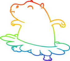 arc en ciel pente ligne dessin de une dessin animé hippopotame ballerine png