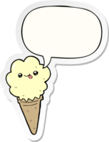 cartoon ice cream with speech bubble sticker png