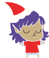 hand dragen platt Färg illustration av en älva flicka bär santa hatt png