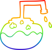 rainbow gradient line drawing of a cartoon bubbling chemicals png