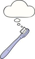 dessin animé brosse à dents avec pensée bulle png