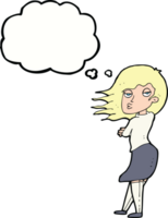 cartoon woman making photo face with thought bubble png