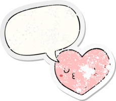 cartoon love heart with speech bubble distressed distressed old sticker png