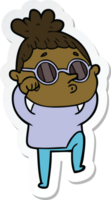 sticker of a cartoon woman wearing sunglasses png