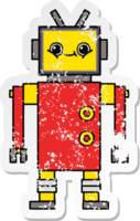 distressed sticker of a cute cartoon robot png